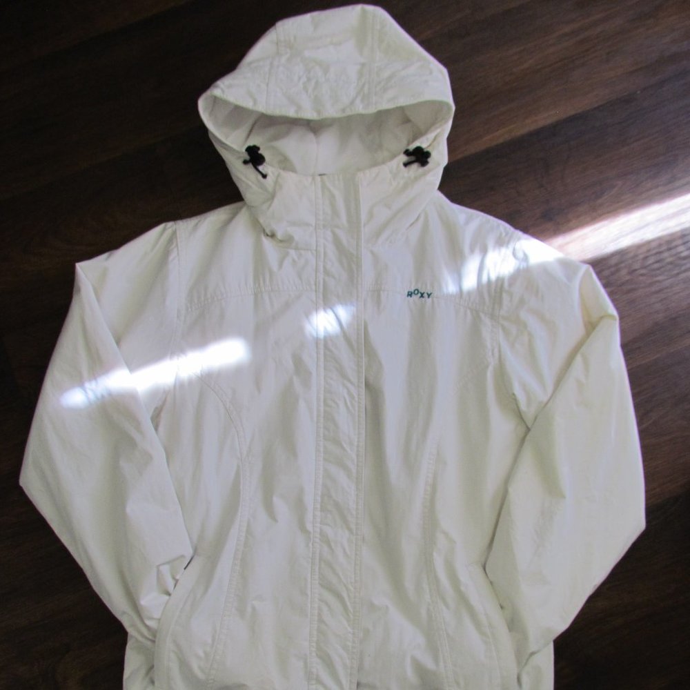 ROXY White Winter Ski Jacket with Hood Size Med